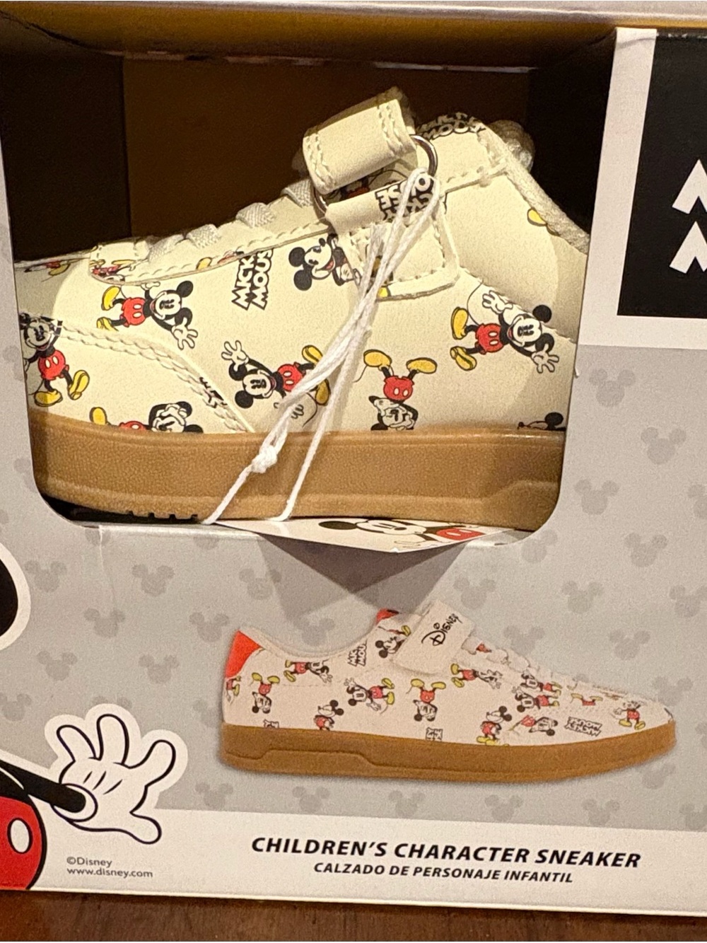Disney Kids Mickey Mouse Cream and Red Character Sneakers